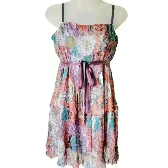 New Garella Elisa Floral Silk Dress Cochella Whimsy Fairy Woman's Size 4 - Picture 1 of 14